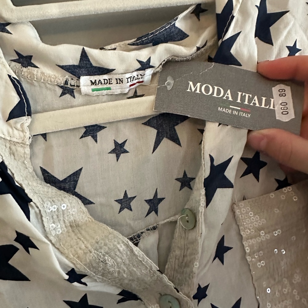 Cute Star Top with Embellished Pocket